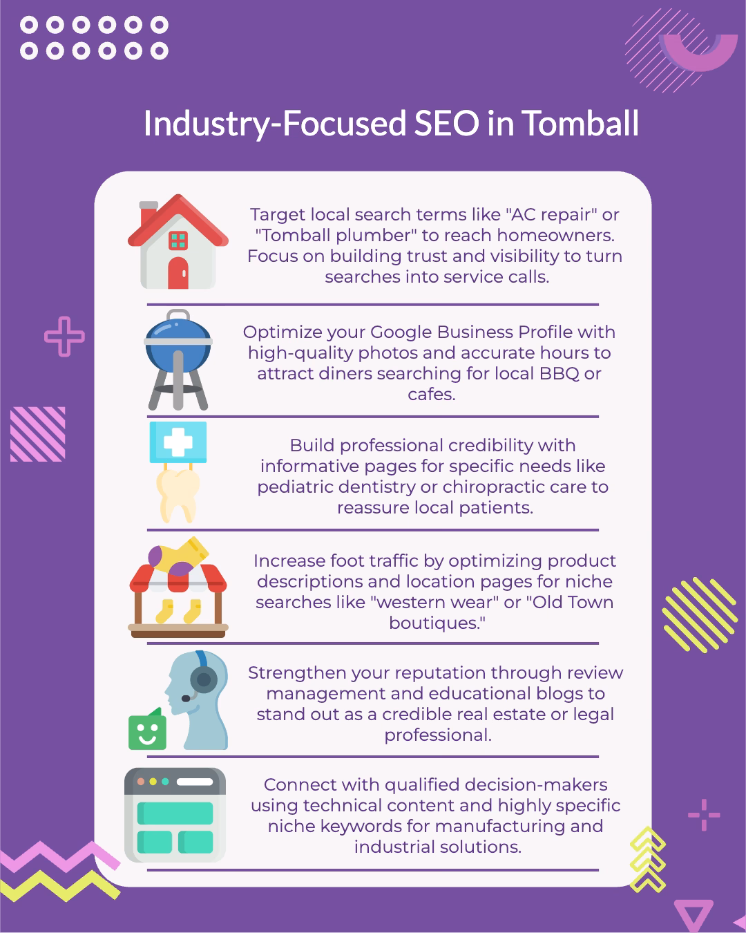 Tomball industry SEO infographic